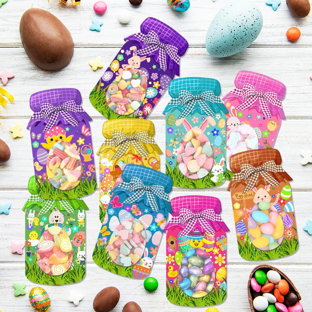 Ostern Goodie Bags 9 Oster Einmachglas Karten Hasen Leckerli Tüten Kompakte Zellophantüten Oster Goodie Bags für Ostern Geburtstag
