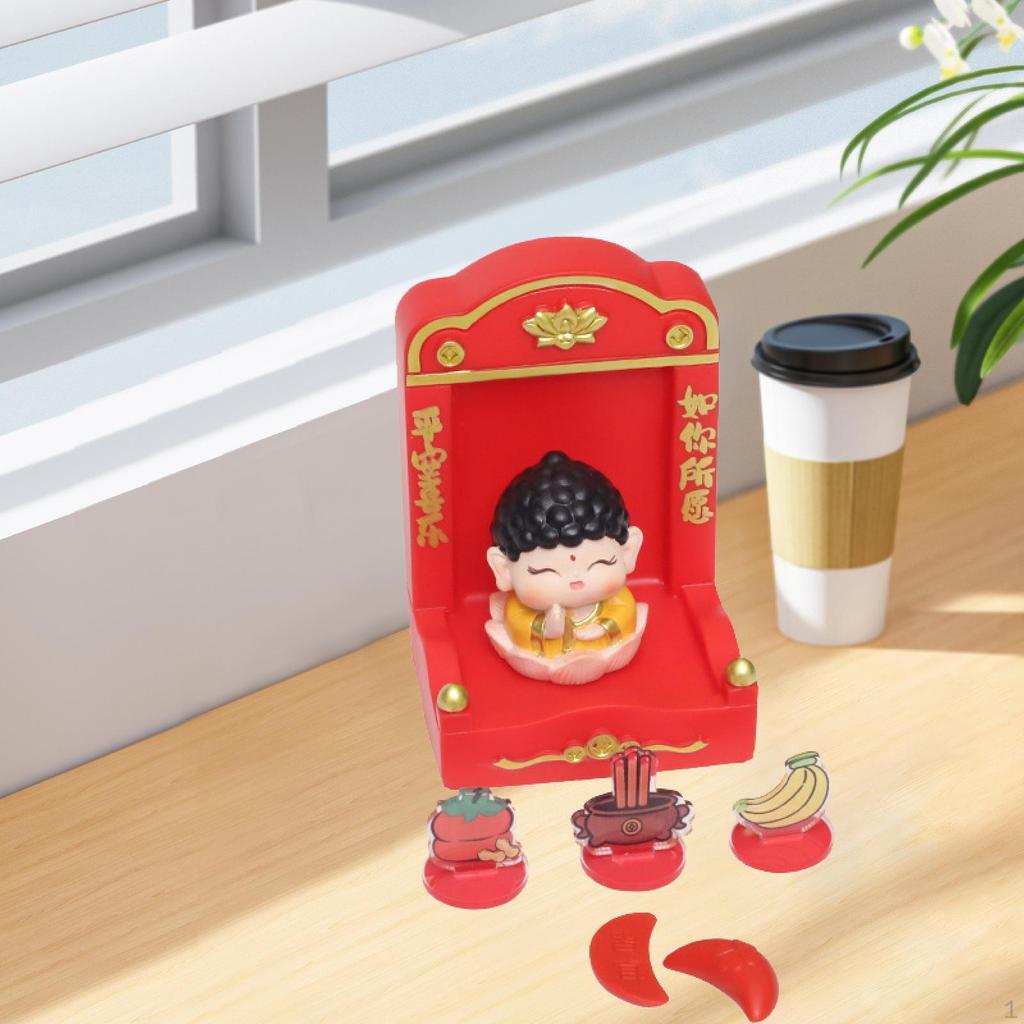 Chinese Deity Figurine with Altar for Spring Festival Tabletop Display