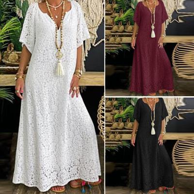 Superbe robe d'été en dentelle élégante, confortable et accrocheuse, col en V, taille moyenne, pour femme, accessoires d'été