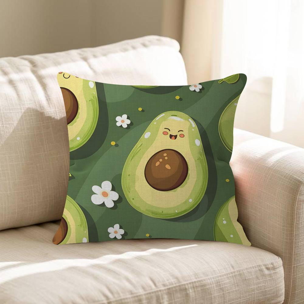 Cool Cartoon Avocado Office Cushion Pillowcase Car Cushion Cover45X45CM Lumbar Pillowcase Sofa Pillowcover