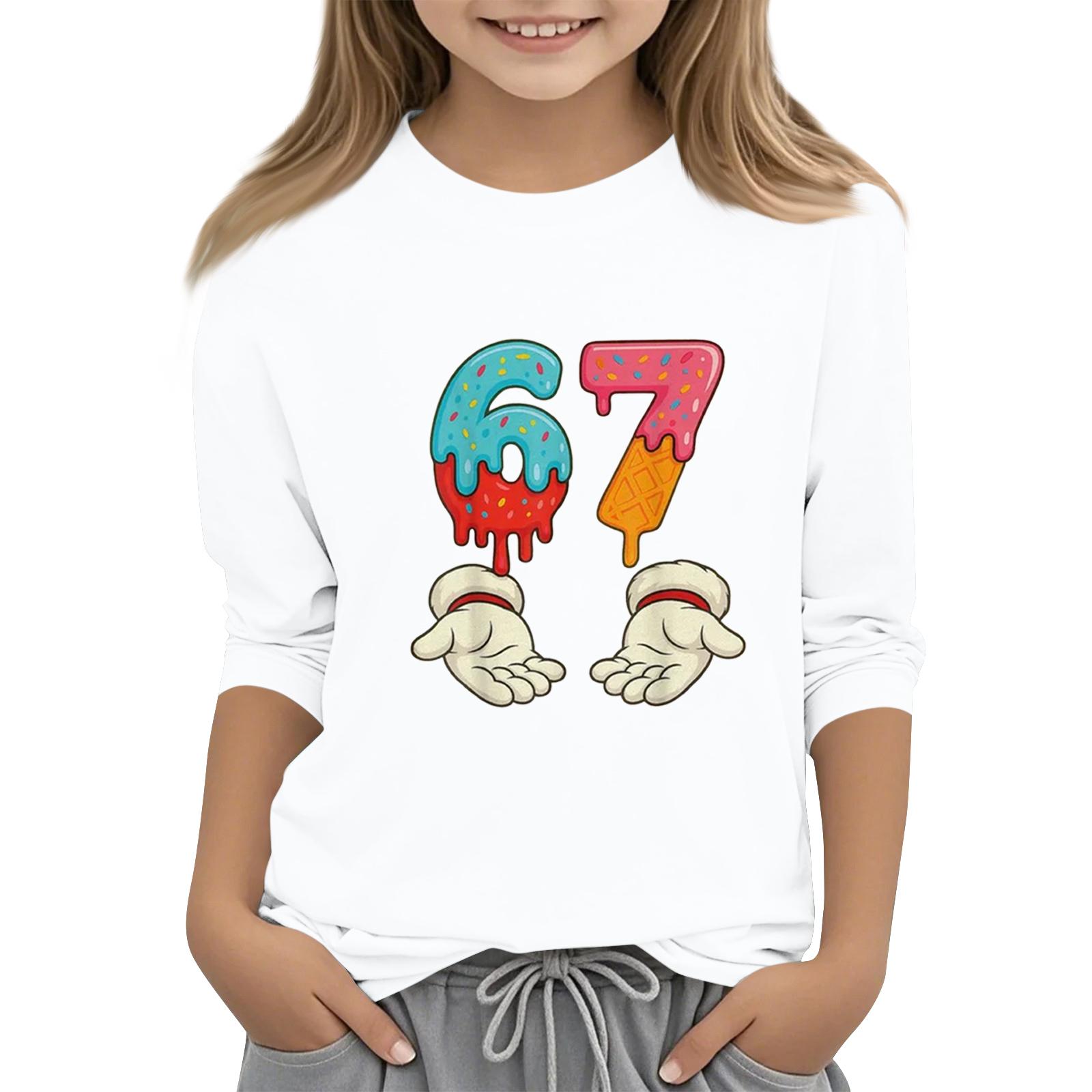 

Children s Fashion Three-Quarter Sleeve Round Neck Printed Casual T-Shirt Top 160 белый