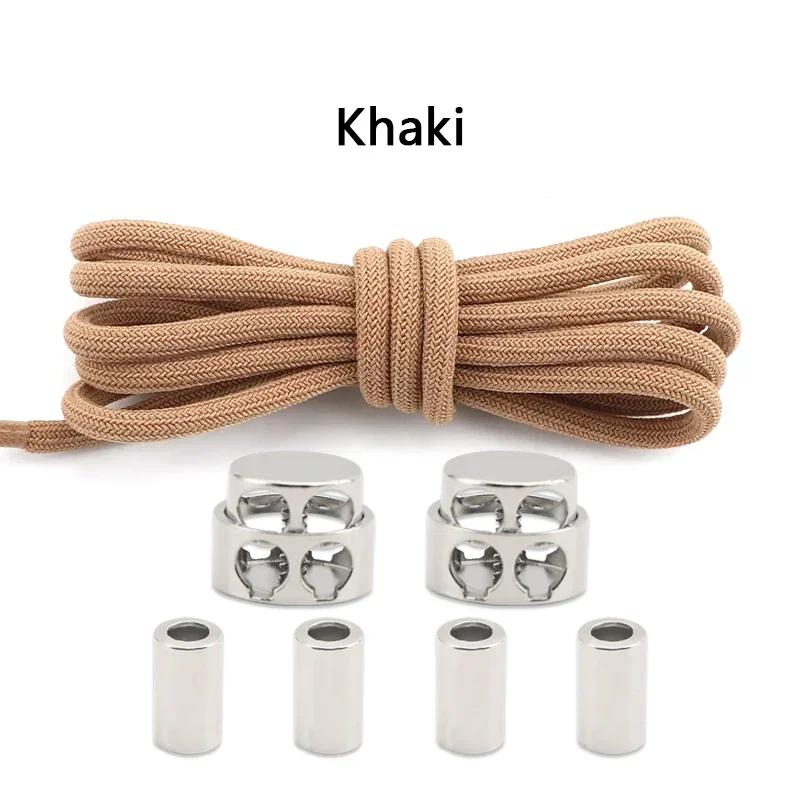 1Pair Lock Shoe laces Without ties Metal Buckle Laces Round Elastic Laces Sneakers Kids Adult No Tie Shoelaces Shoes Accessories