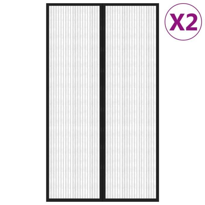 VidaXL Rideaux de porte anti-insectes 2 pcs avec aimants Noir 200x80cm