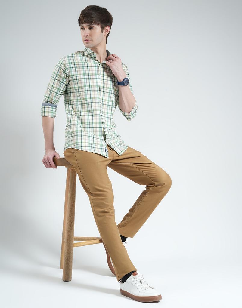 Monte Carlo Men's Slim Fit Checkered Half Sleeve Shirt