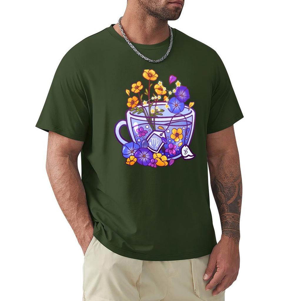 Virgo Zodiac Teacup T-Shirt Graphic Tee Shirt Blacks Anime Stuff Cheap Stuff Graphic T Shirts Men