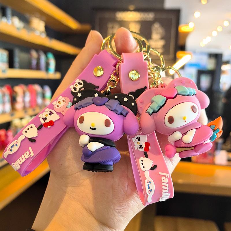 New Magical Cute Cartoon Sanrio Keychain Hello Kitty Doll Kurorumi Key Ring Schoolbag Y2k Fashion Toys Anime Cartoon Frind