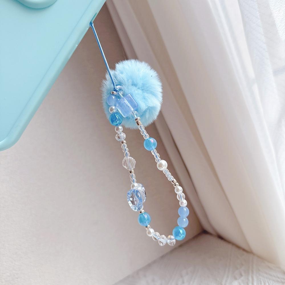 Hair Ball Beaded Phone Straps Sweet Girl Cellphone Pendant Mobile Phone Chain Bag Pendant
