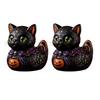 Halloween Duck Figurine Midnight Witches Cat Figurine, Spooky Black Statue Indoor Tabletop Display with Pumpkin Lantern, Decoration for Home