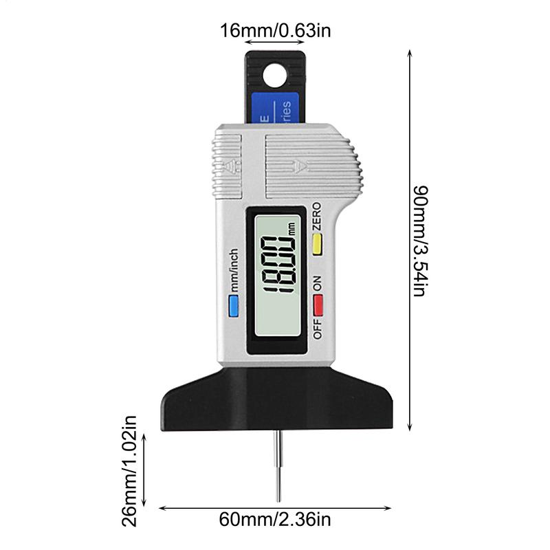 Digital Depth Gauge Caliper Tread Depth Gauge LCD Tire Tread Gauge For Car Tire 0-25mm Measurer Tool Caliper Repair Tools