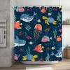 Funny Shower Curtain Brave Cat Cartoon Shower Curtain Waves Ocean Decor Fabric Shower Curtain Set with Hooks Bathroom Decoration