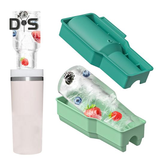 Silicone Ice Cube Tray for 20-40 Oz Tumbler Hollow Cylinder Design Ice Mold with Lid BPA-Free Reusable Ice Cube Maker for Cup H2.0