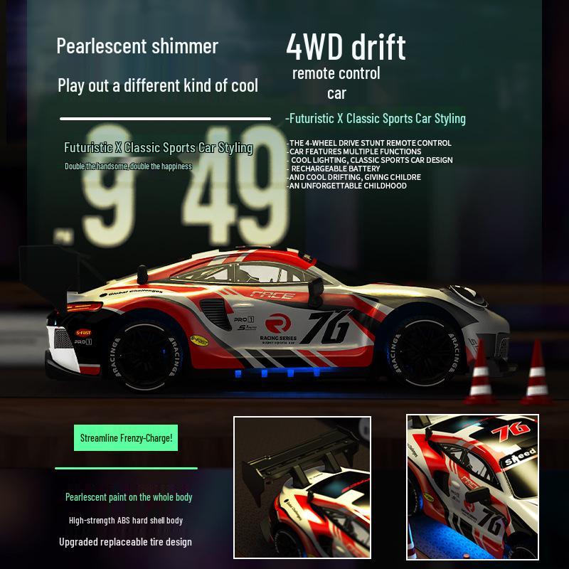 High-Speed 4WD RC Drift Car with Lights - Remote Control Racing Model