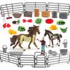 Cross-Border Children's Horse Farm Playset with Pinto Horse, Worker, Fence, Tools, Haystack, and Scene Decoration