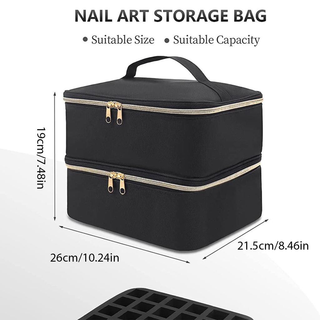 EVA Padded Nails Polish Organizers Bag Double Layer Storage for Bottles Lamp Set Professional Portable Carrying Case