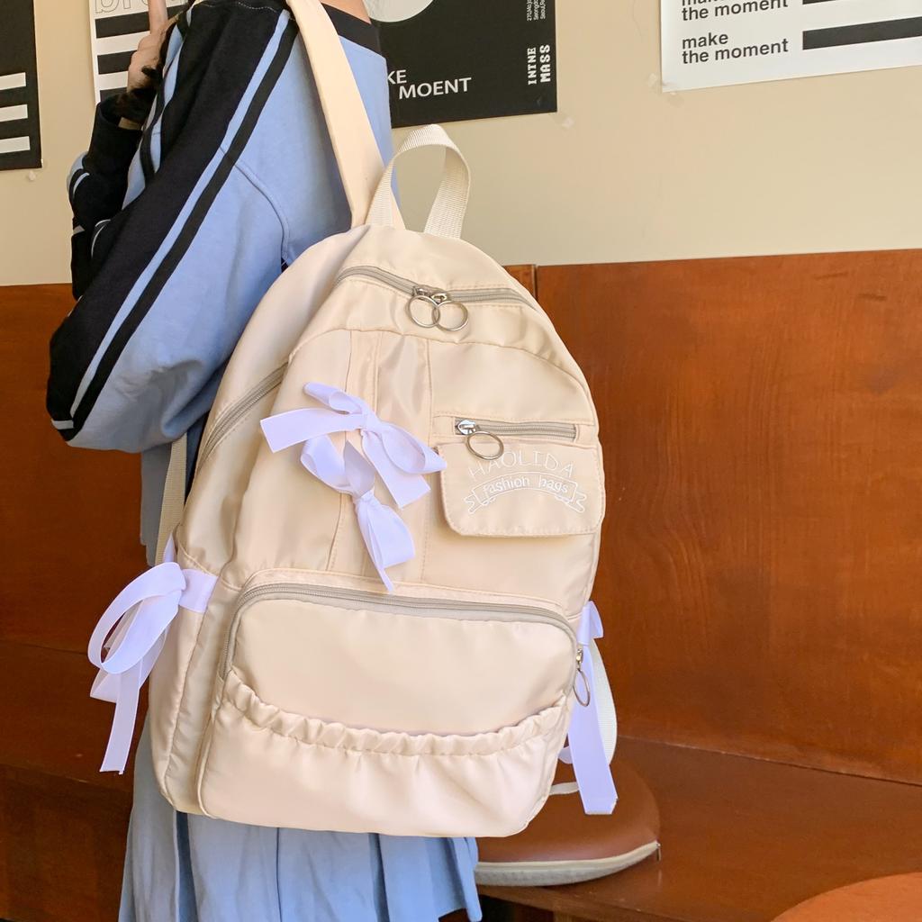Schoolbag Small Fresh Sweet Backpack Bow Girl Casual Backpack College Style Large Capacity College Student Schoolbag