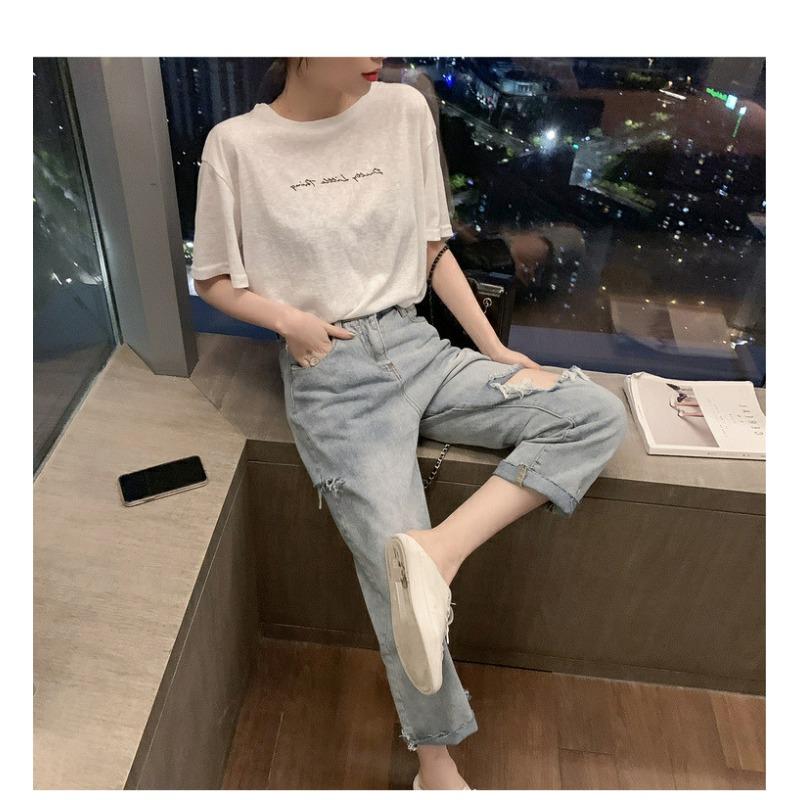 

Футболка с короткими рукавами для женщин, летний свободный топ в корейском стиле с открытой спиной и короткими рукавами 2XL белый