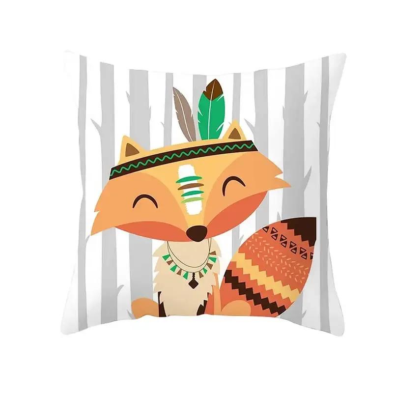 Funny Cute Animal Cushion Cover Cartoon Creative African Tribe Fox Pillow Case For Sofa Home Textile Pillow Covers Pillowcase