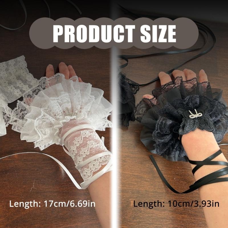 Lace Wrist Cuffs For Shirt Sweater Balletcore Elaborate False Sleeve Ornament Lace Brim Sleeves False Wrist Cuffs