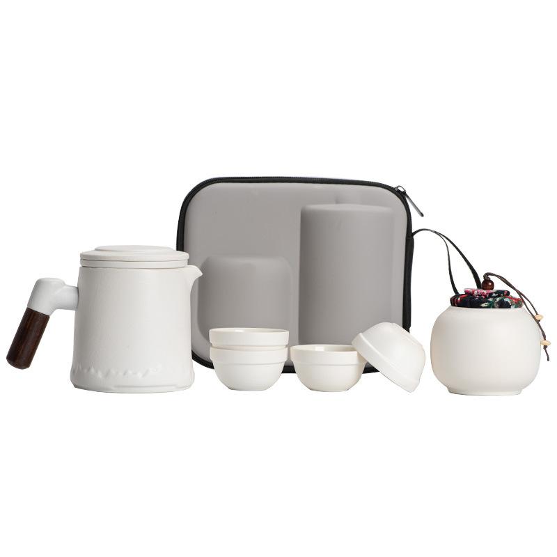 Coarse pottery travel tea set, simple mountain language business car express cup set, high-end souvenir