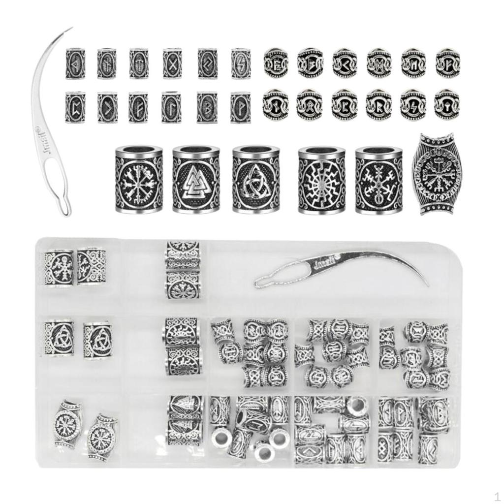 Wikinger Runen Haarbart Perlen, für Armbänder Anhänger Halskette DIY, Perlen Zöpfe,