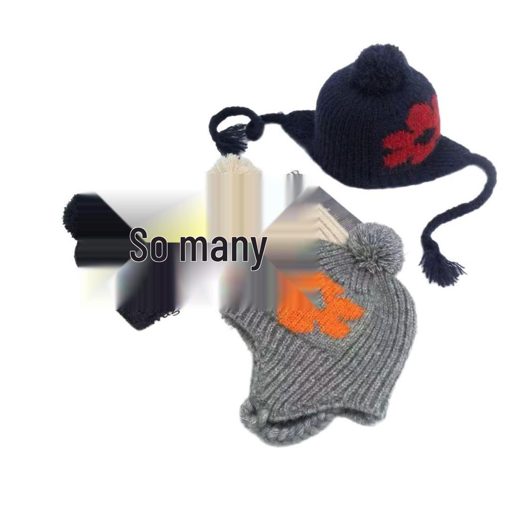 Japanische Florale Wollmütze mit Ohrenschutz - Warme Herbst-/Wintermütze für Damen