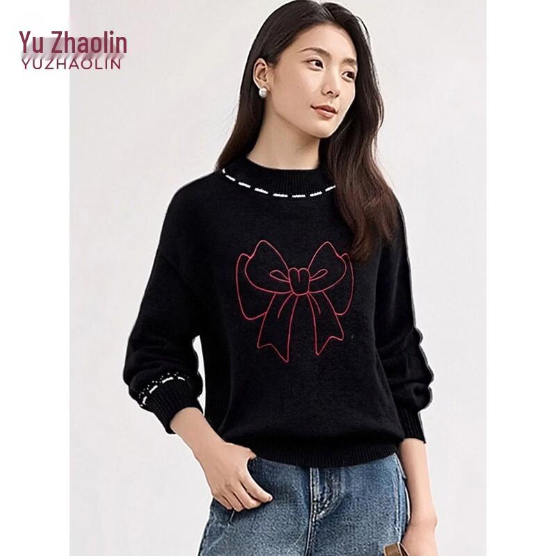YUZHAOLIN Women's Bow-Knot Print Knit Sweater