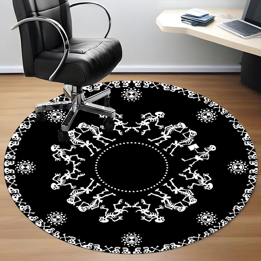 1pc Skeletal Celebration Office Round Area Rug,  Mat Suitable For Office, Under Office Chairs Bedroom Living Room Home Decor, Room Deco