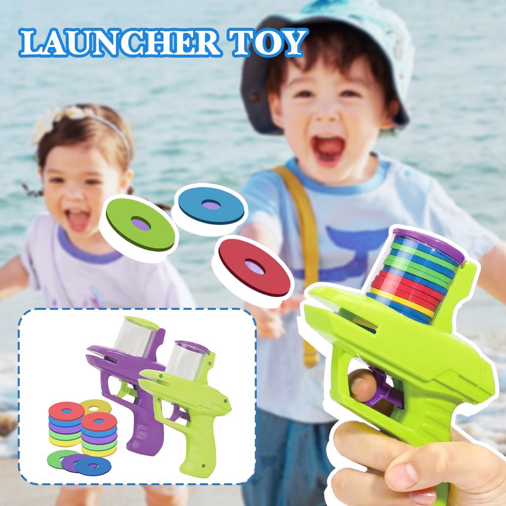 1pc Kids Outdoor Game Disc Gun Toy Flying Disc Shooting Launcher Gun Double Parent-child Interactive Children Toy for boys gifts