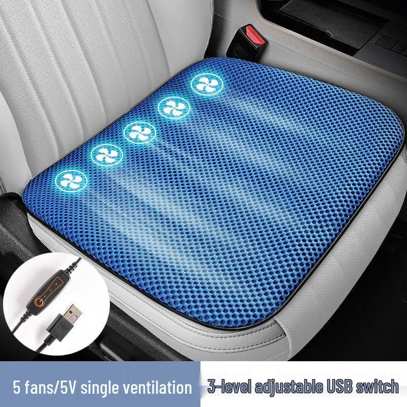 2024 USB Ventilated Cooling Pad: Ice Silk Blower Seat Cushion for Car and Office