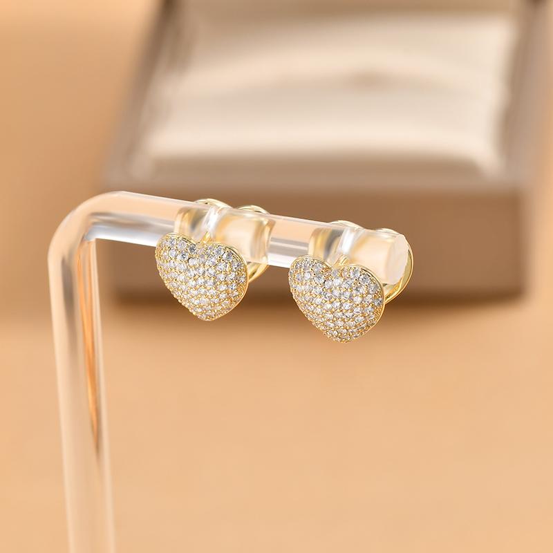 ED65146 Korean Version 2022 New Simple Geometric Heart Zircon Ear Buckles Gold Plated Jewelry Women