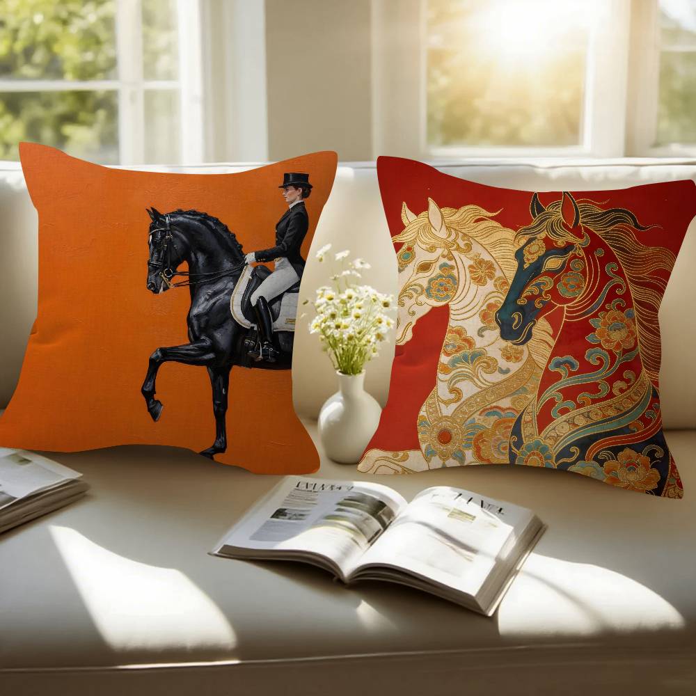 Horse Luxury Printed Pillow Gift Home Office Decoration Bedroom Sofa Car Cushion Cover Case 45X45