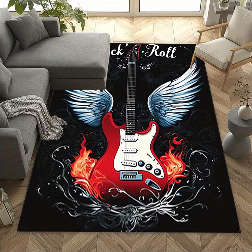 1pc music notes vinyl records and cassettes rug home carpet design for office decor gift living room bedroom