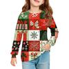 Christmas Day Girls' Long Sleeve Blouse - Round Neck Soft Waist Tunic