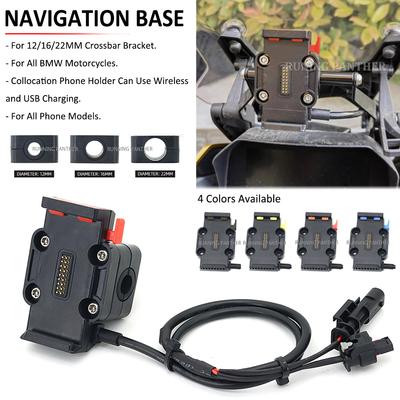 Für Alle BMW Motorrad Kabelloses Laden 12/16/22mm Überrollbügel Handy Navigationshalter Basis R1250GS R1150GS F750GS F850GS R1200GS