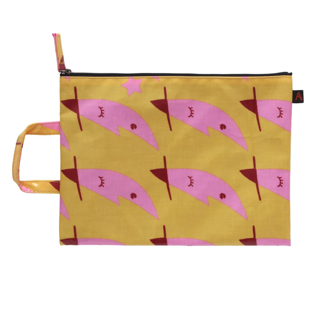

Atsuko Matano Flat Pouch, Pink Crescent Moon (Yellow), Women s, Approx. 28cm H x 20cm W, 089004-0002-03