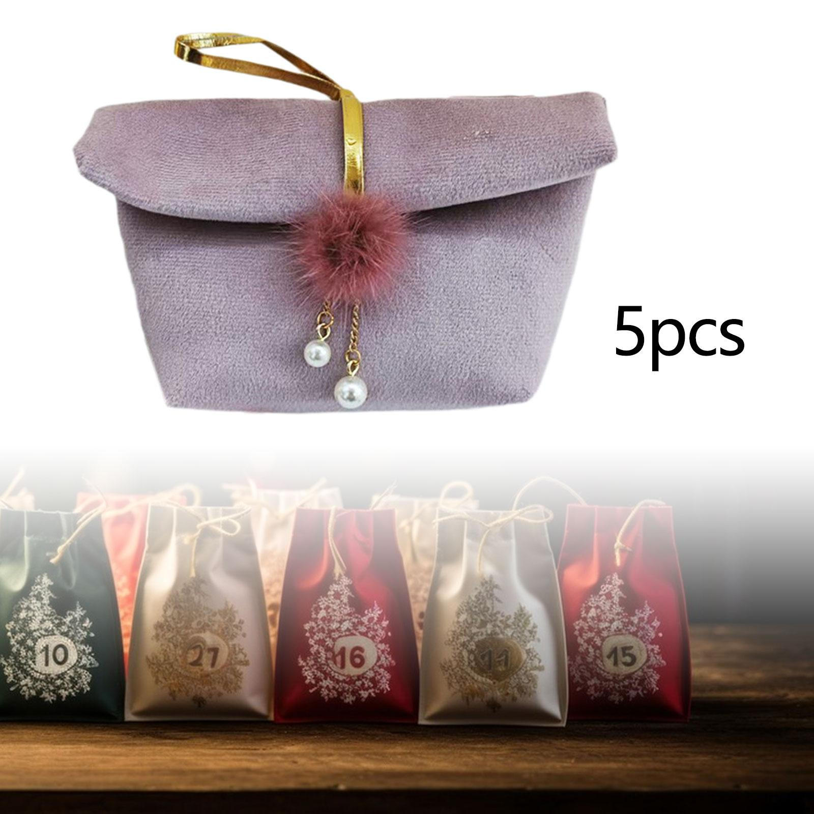 

5 Pieces Cake Sweet Treat Bag, Birthday Party Favor Flannel Reusable Retail Bags for Business Pink