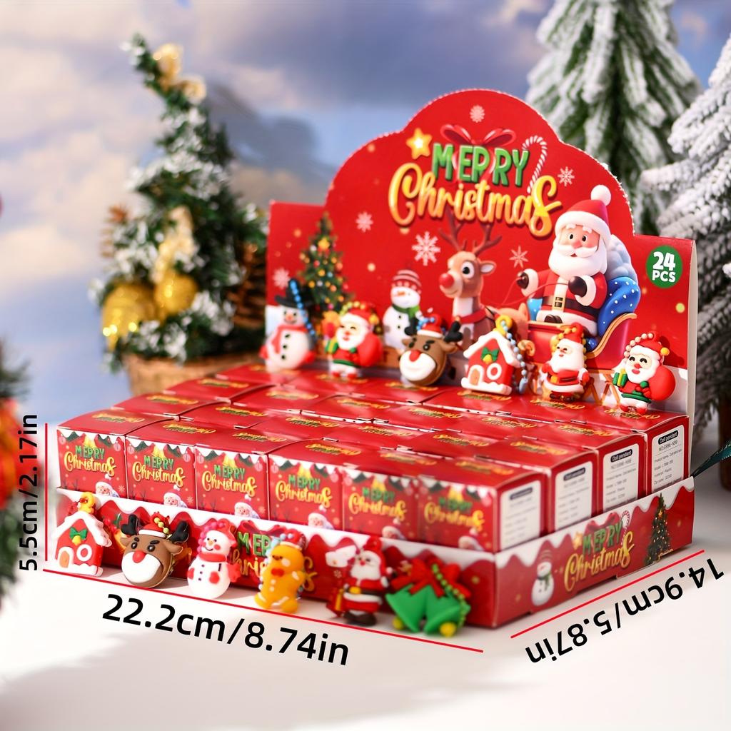 24pcs Christmas Themed Party Key Ring Gift Pack Surprise Box Suitable As Christmas Gift Party Gift Best for Christmas