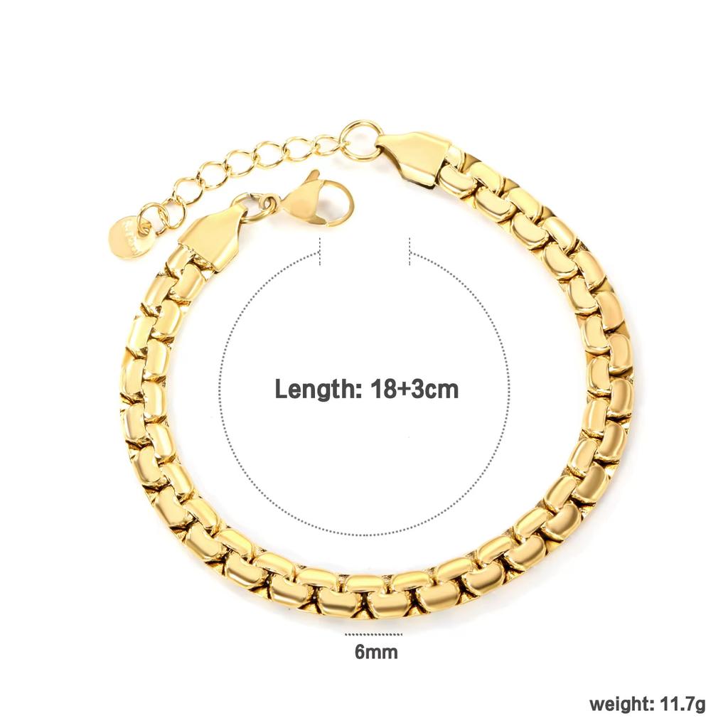 Stainless Steel Bracelet Metal Thick Chain 18K Gold Plated Bracelet Jewelry