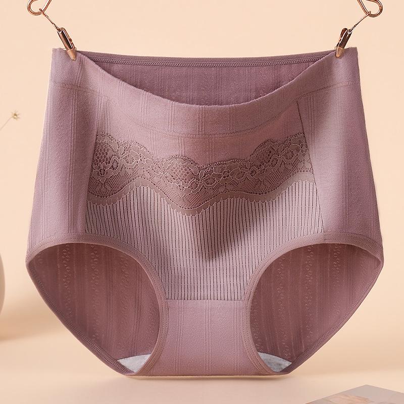 Big Size Ladies Spring and Autumn Pure Cotton High Waist Belly Without A Mark Wrapped Hip Middle Aged Briefs