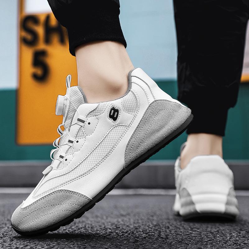 

Кроссовки мужские дизайнерские с закрытым дном, модные повседневные кожаные сетчатые дышащие туфли с увеличенной внутренней платформой 44 светло-серый