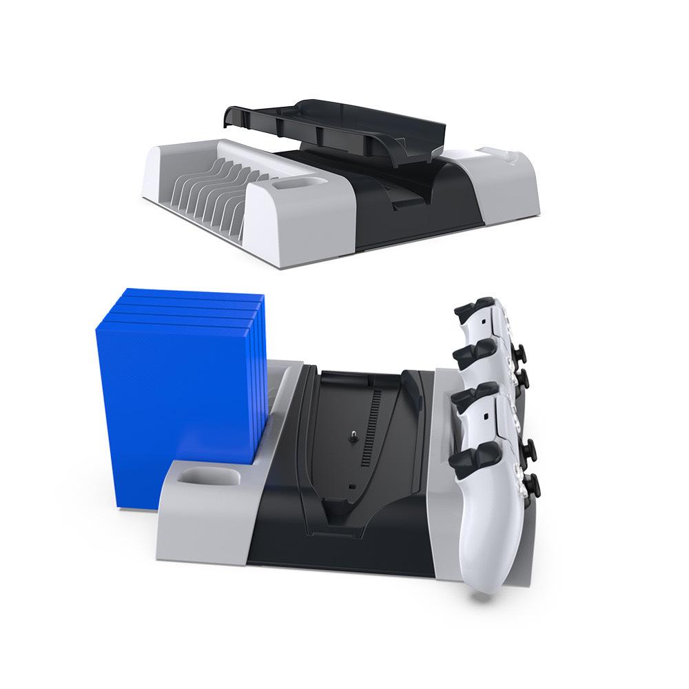 PS5 Slim Console with Ambient Light Base, Cooler, Dual Controller Charger, and Disc Storage Rack