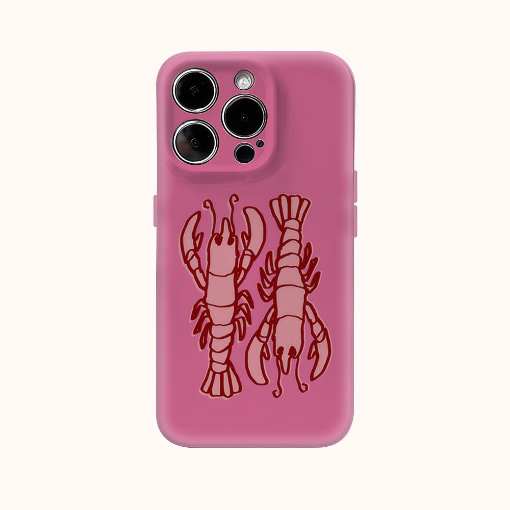 Pink Lobster Duo Phone Case for IPhone 17AIR 16E 16 15 14 13 12 11 17 Pro Max Plus Double-layer Back Cover