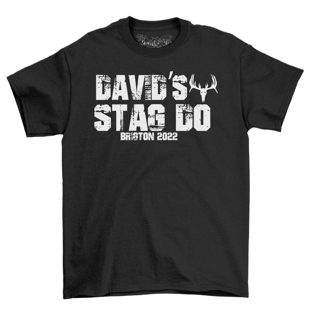 Gothic Stag T-Shirt for Men Personalized Stag Do Party Themed Printed Tshirt