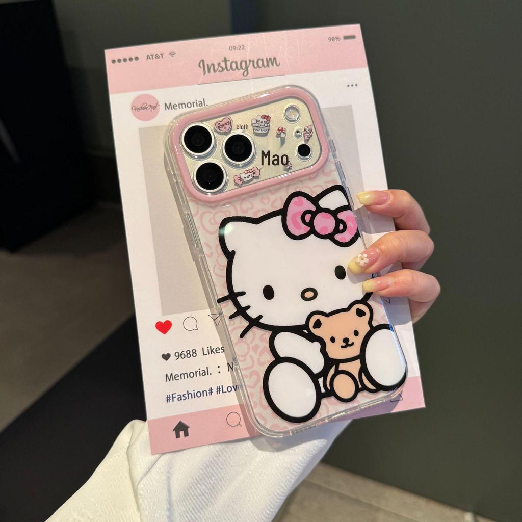 Ins Fine Hole Imd Hug Bear KT Cute Phone Case for iPhone 14/15 Pro/16/17 Pro Max