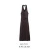 Kaslead New Women Clothes Western Style Fashion Backless Metallic Color Line Length Dress 2180237