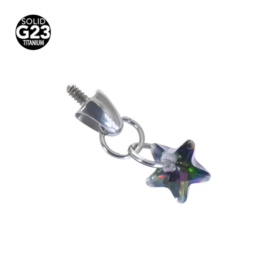 F136 Titanium Teardrop Bullet Head Lip Stud with Crystal Zircon Pendant for Ear Cartilage Piercing