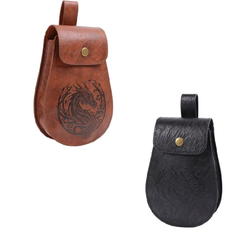 Retro Medieval Faux Leather Belt Pouch Purse Middle Ages Portable Coin Purse Belt Pouch LARP Renaissances Costumes