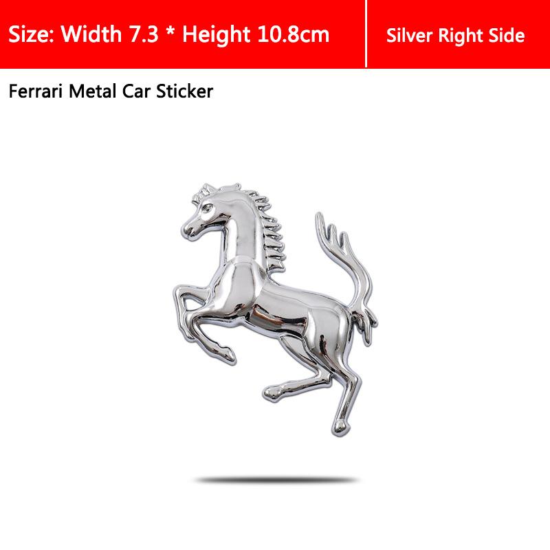 

Новая 3D алюминиевая наклейка на автомобиль, персонализированные наклейки, значок-эмблема на кузов/борт/заднюю часть автомобиля для Ferrari, металлическая наклейка с логотипом лошади, модифицированная 7.3x10.8cm&1pc
