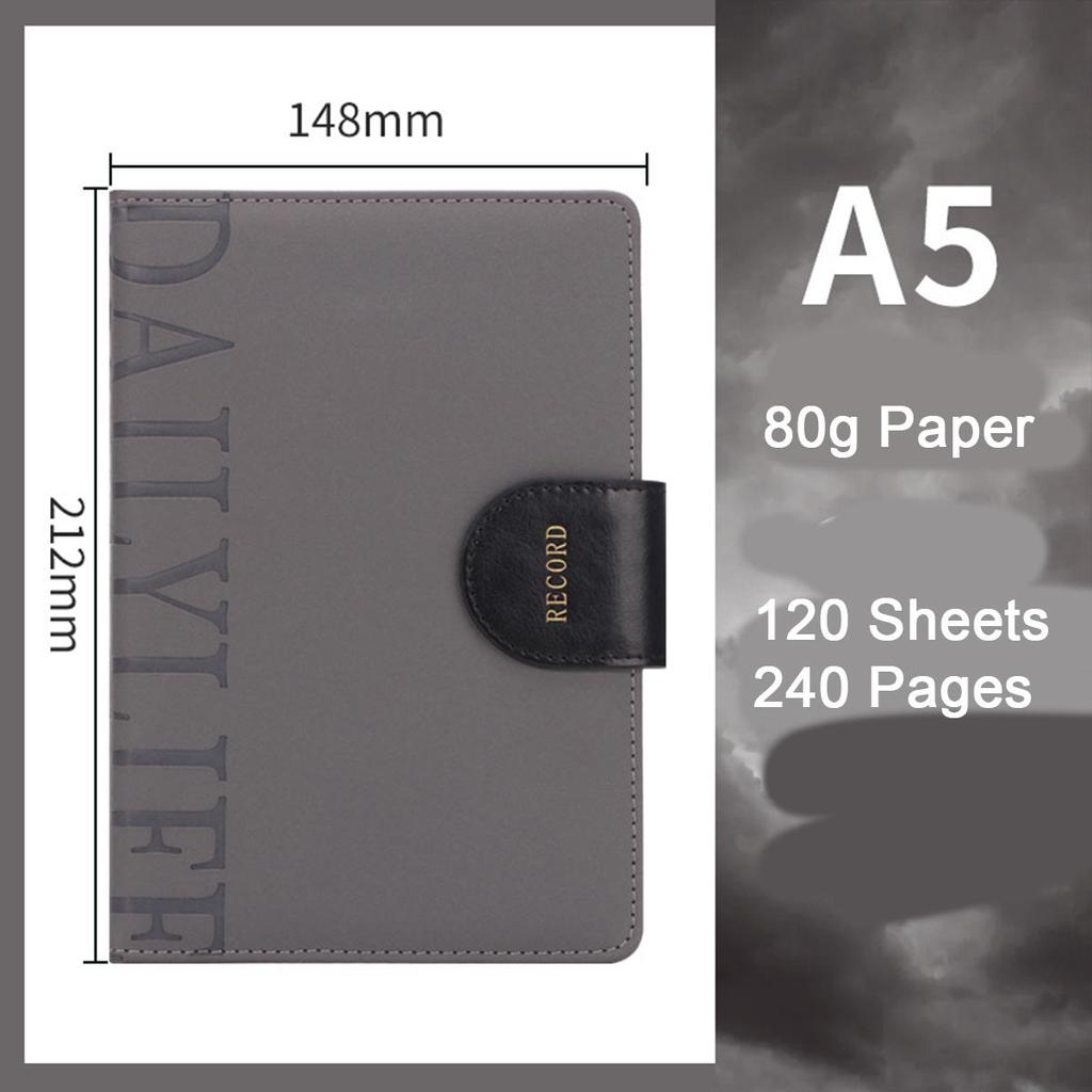 A5 Thick Leather Business Notebook, Buckle Office Notepad, Meeting Record Book, Travel Log, Diary, Student Notebook, Excerpt Book