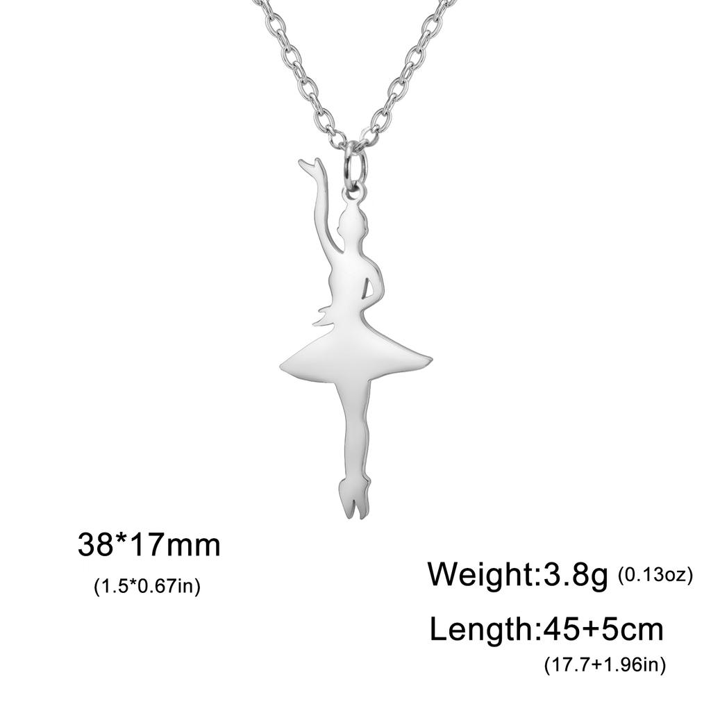 Dancing Ballerina Dancer Ballet Pendant Necklace for Women Stainless Steel Neck Chains Aesthetic Jewelry Gift In